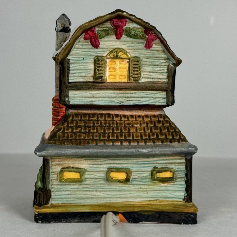 Vintage Lighted Store Flowers Fruits Christmas Village 4.5" Ceramic Wreath Small - Picture 3 of 15